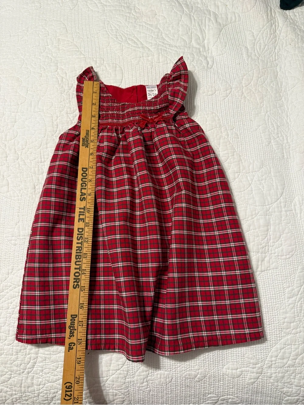 Carter's Red Plaid Ruffle-Shoulder Holiday Dress size 2T